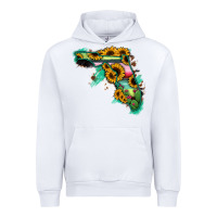 White Florida Map Sunflower Cactus Serape Urban Hoodie - RanaPortraitStore
