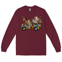 Burgundy farm animals autism Long Sleeve Tee - RacoonDesign