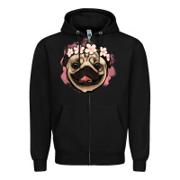 Black pug floral Zipper Hoodie - Jasminsmagicworld