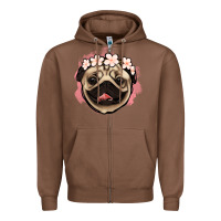 Chestnut pug floral Zipper Hoodie - Jasminsmagicworld