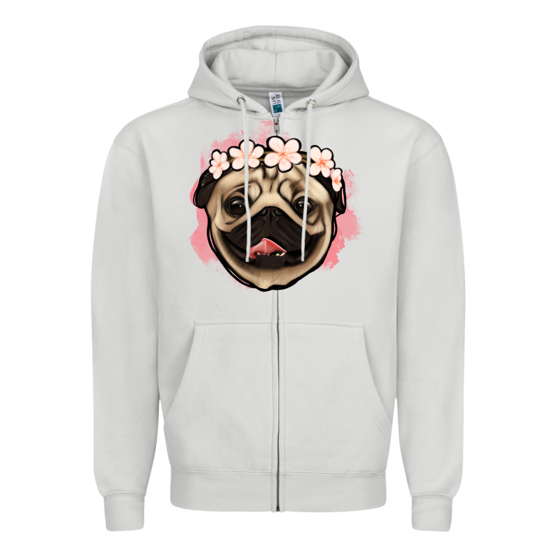Pug Floral Zipper Hoodie by Jasminsmagicworld | Teevron