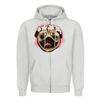 Dove Grey pug floral Zipper Hoodie - Jasminsmagicworld