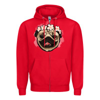 Red pug floral Zipper Hoodie - Jasminsmagicworld