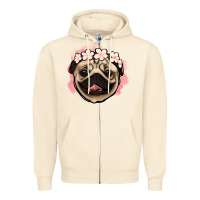 Sandshell pug floral Zipper Hoodie - Jasminsmagicworld