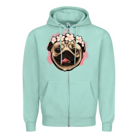 Seafoam pug floral Zipper Hoodie - Jasminsmagicworld