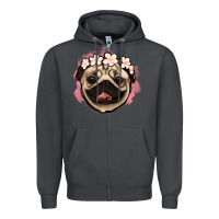 Smoke pug floral Zipper Hoodie - Jasminsmagicworld