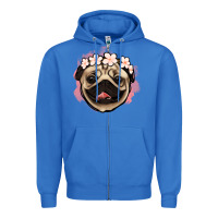True Royal pug floral Zipper Hoodie - Jasminsmagicworld