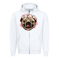 White pug floral Zipper Hoodie - Jasminsmagicworld