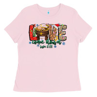Bubblegum Pink Love ComeDown Luke 2.11-2 2 Ladies Tee - CowhideDigitalArt