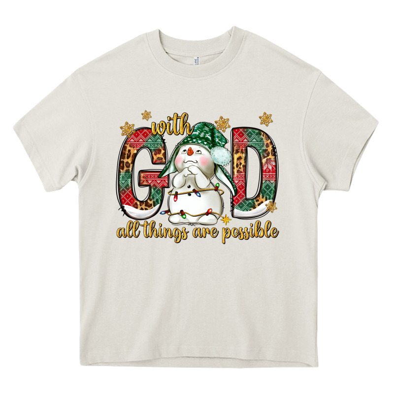 With God All Things Are Possible With Snowman Bbs Heavy Core Tee by BundleAndBundleShop | Teevron