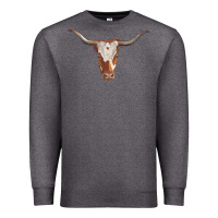 Charcoal Heather longhorn cow head Premium Sweatshirt - RanaPortraitStore