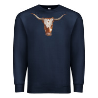 Navy longhorn cow head Premium Sweatshirt - RanaPortraitStore