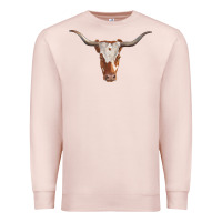 Pale Pink longhorn cow head Premium Sweatshirt - RanaPortraitStore