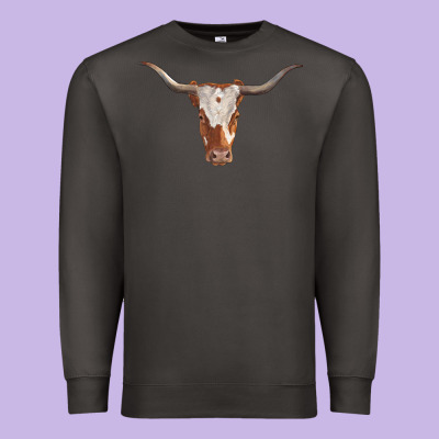 Longhorn Cow Head Premium Sweatshirt Designed By Ranaportraitstore