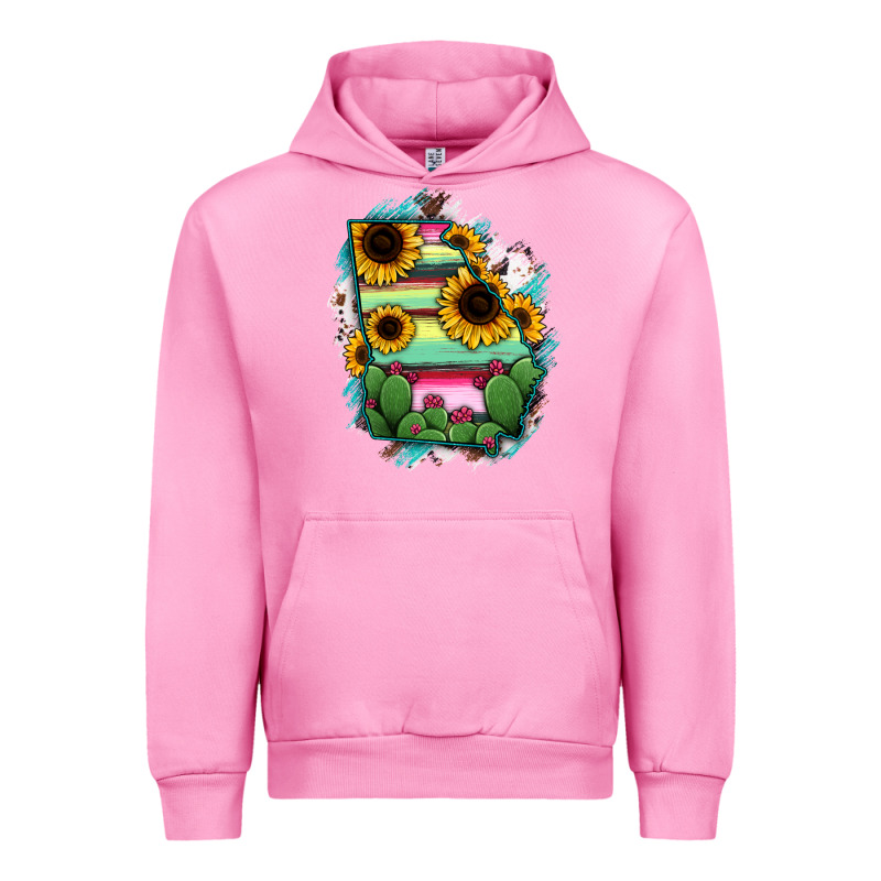 Georgia Map Sunflower Cactus Serape Urban Hoodie by RanaPortraitStore | Teevron
