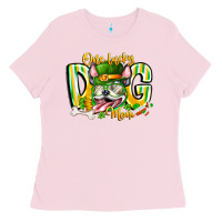 Bubblegum Pink st patricks day dog mom Ladies Tee - CowhideDigitalArt