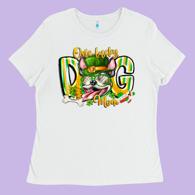 St Patricks Day Dog Mom Ladies Tee Designed By Cowhidedigitalart
