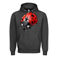 Charcoal Heather ladybug Zipper Hoodie - Jasminsmagicworld