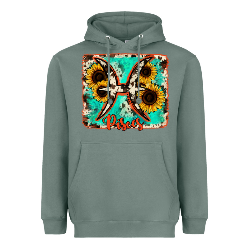 Pisces Turquoise Cowhide Heavyweight Hoodie by RanaPortraitStore | Teevron