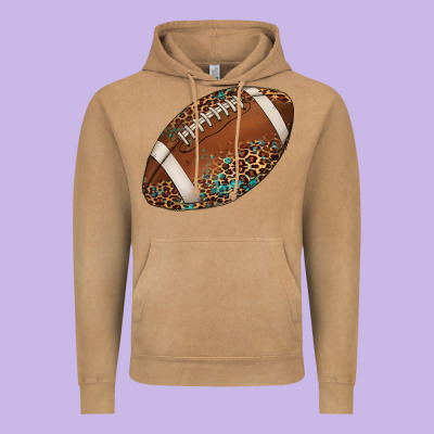 Western Football Leopard Turquoise Pattern Vintage Hoodie Designed By Artiststas