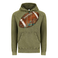 Vintage Olive western football leopard turquoise pattern Vintage Hoodie - Artiststas
