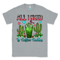 Heather Grey All I Need Is Coffee Cactus Frappe Classic Tee - FaDigitalArtStudio