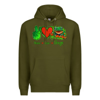 Army Green Peace Love Frogs Premium Hoodie - Jasminsmagicworld