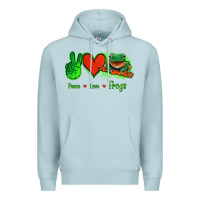 Blue Mist Peace Love Frogs Premium Hoodie - Jasminsmagicworld