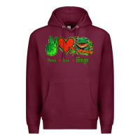 Burgundy Peace Love Frogs Premium Hoodie - Jasminsmagicworld