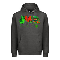 Charcoal Heather Peace Love Frogs Premium Hoodie - Jasminsmagicworld