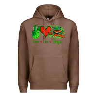 Chestnut Peace Love Frogs Premium Hoodie - Jasminsmagicworld