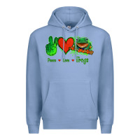 Colony Blue Peace Love Frogs Premium Hoodie - Jasminsmagicworld