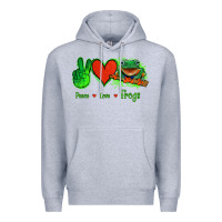 Heather Grey Peace Love Frogs Premium Hoodie - Jasminsmagicworld