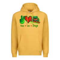 Mustard Peace Love Frogs Premium Hoodie - Jasminsmagicworld