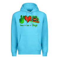 Ocean Blue Peace Love Frogs Premium Hoodie - Jasminsmagicworld