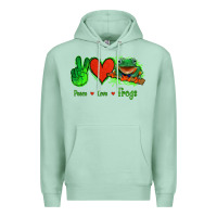 Seafoam Peace Love Frogs Premium Hoodie - Jasminsmagicworld