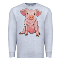 Heather Grey sitting pig Premium Sweatshirt - RanaPortraitStore
