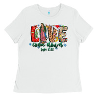 White Love ComeDown Luke 2.11-2 Ladies Tee - CowhideDigitalArt