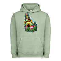Pigment Oil Green Idaho Map Sunflower Cactus Serape Urban Hoodie - RanaPortraitStore