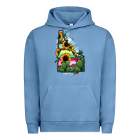 Pigment Pebble Blue Idaho Map Sunflower Cactus Serape Urban Hoodie - RanaPortraitStore