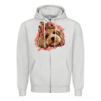 Dove Grey cockapoo floral pink glitter Zipper Hoodie - Jasminsmagicworld