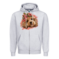 Heather Grey cockapoo floral pink glitter Zipper Hoodie - Jasminsmagicworld