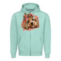 Seafoam cockapoo floral pink glitter Zipper Hoodie - Jasminsmagicworld