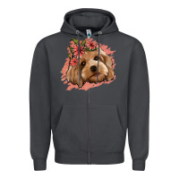 Smoke cockapoo floral pink glitter Zipper Hoodie - Jasminsmagicworld