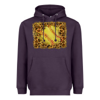 Plum watercolor glitter leopard softball background Heavyweight Hoodie - RanaPortraitStore