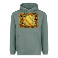 Sage watercolor glitter leopard softball background Heavyweight Hoodie - RanaPortraitStore