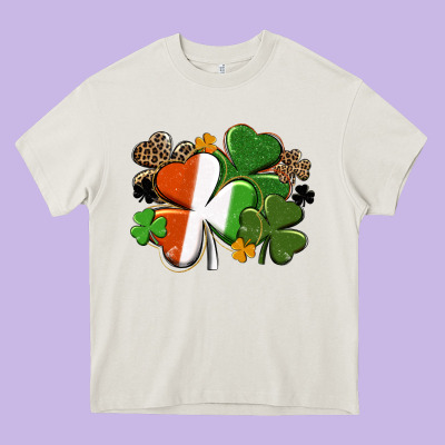 Irish Flag Shamrock St. Patricks Day Heavy Core Tee Designed By Fadigitalartstudio