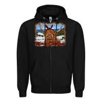 Black merry christmas highland cow with farm Zipper Hoodie - RanaPortraitStore