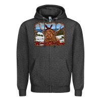 Charcoal Heather merry christmas highland cow with farm Zipper Hoodie - RanaPortraitStore