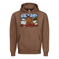 Chestnut merry christmas highland cow with farm Zipper Hoodie - RanaPortraitStore